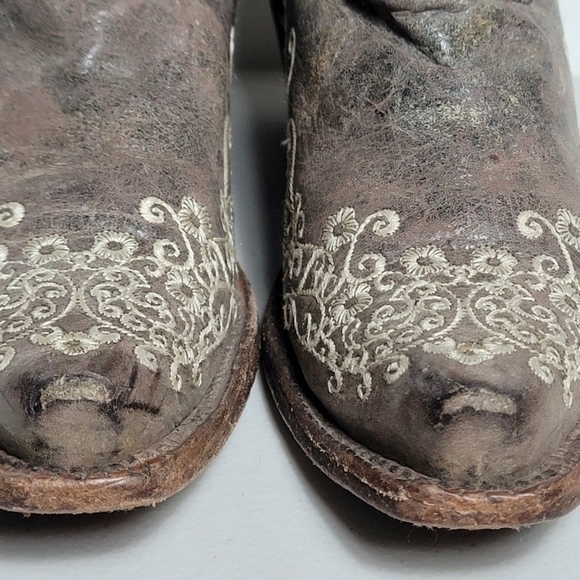 Corral A1094 Women's 6M Tan Leather Cream Embroidered Snip Toe Western Boots - Picture 7 of 12